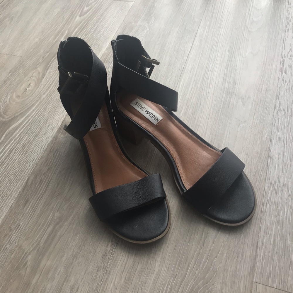 Steve Madden Block Heel Black Sandals